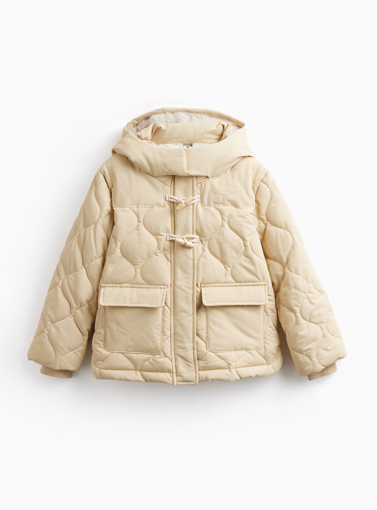 Butter Cream Faux Fur-Lined Puffer Coat 7-8 years - Image 1 thumbnail