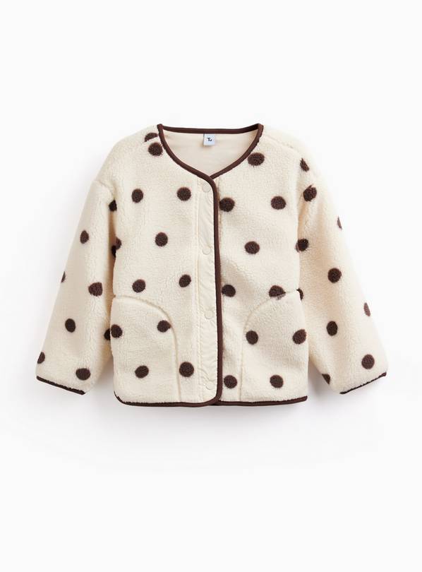 Mono Spot Print Borg Hooded Jacket 5-6 years