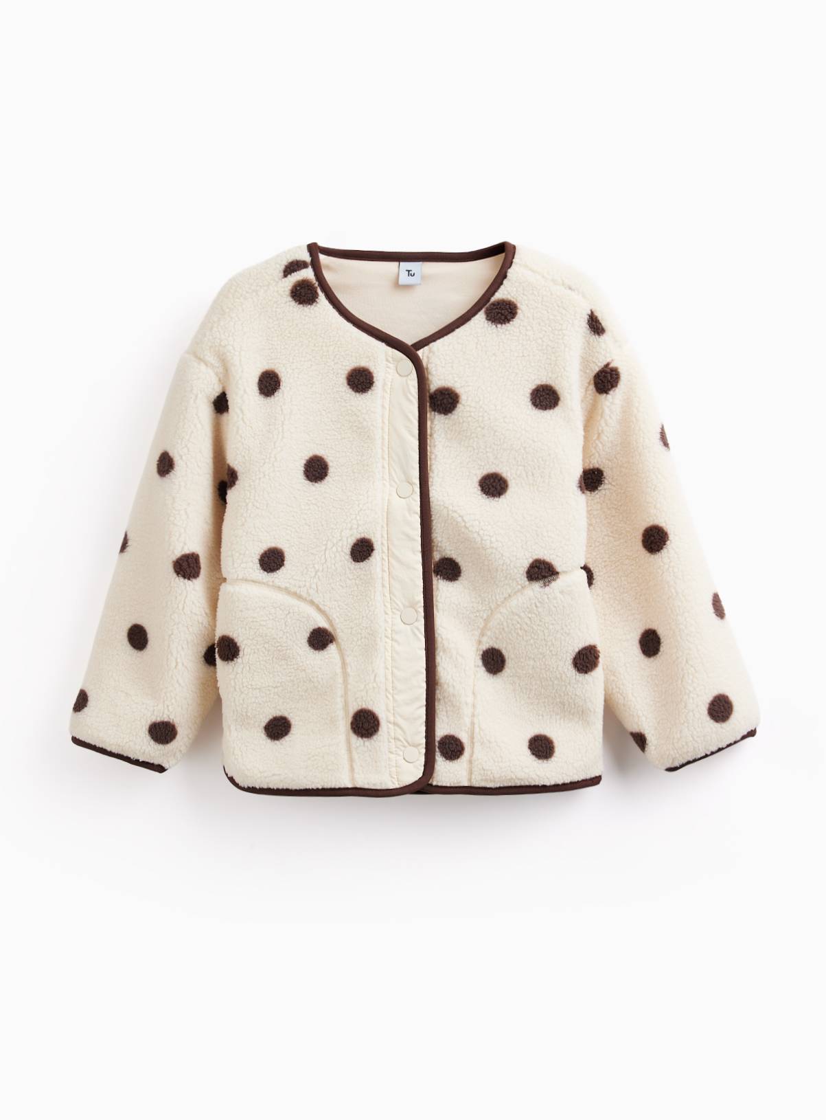 Mono Spot Print Borg Jacket 7-8 years - Image 1