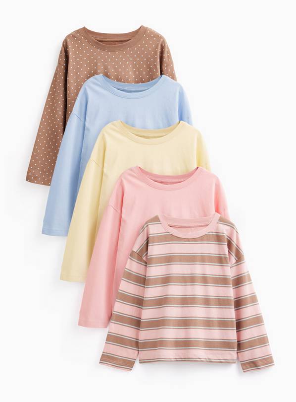 Pastel Print Long Sleeve Relaxed Fit T-Shirts 2-3 years