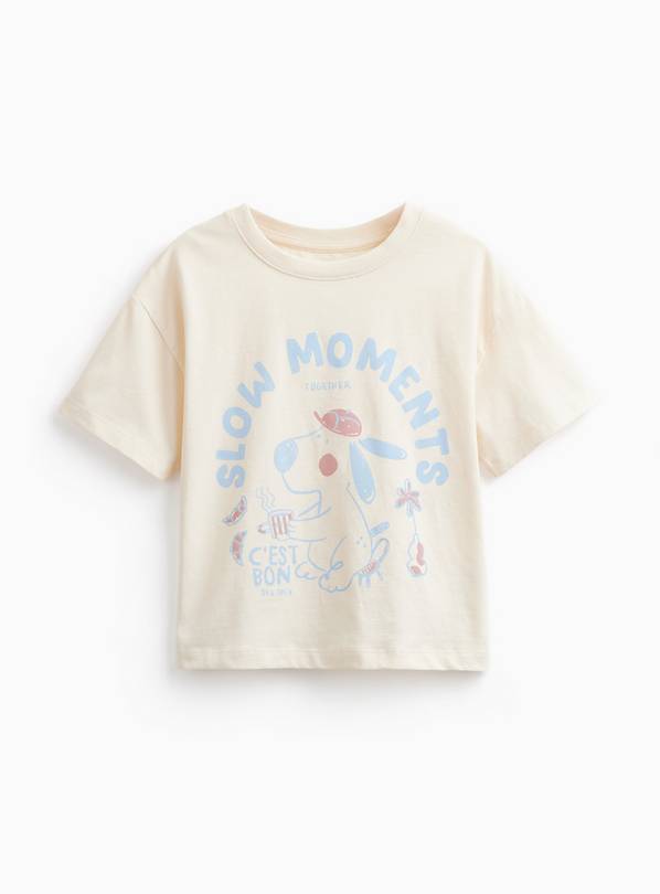 Cream Slow Motion Dog Graphic Print T-Shirt 7-8 years