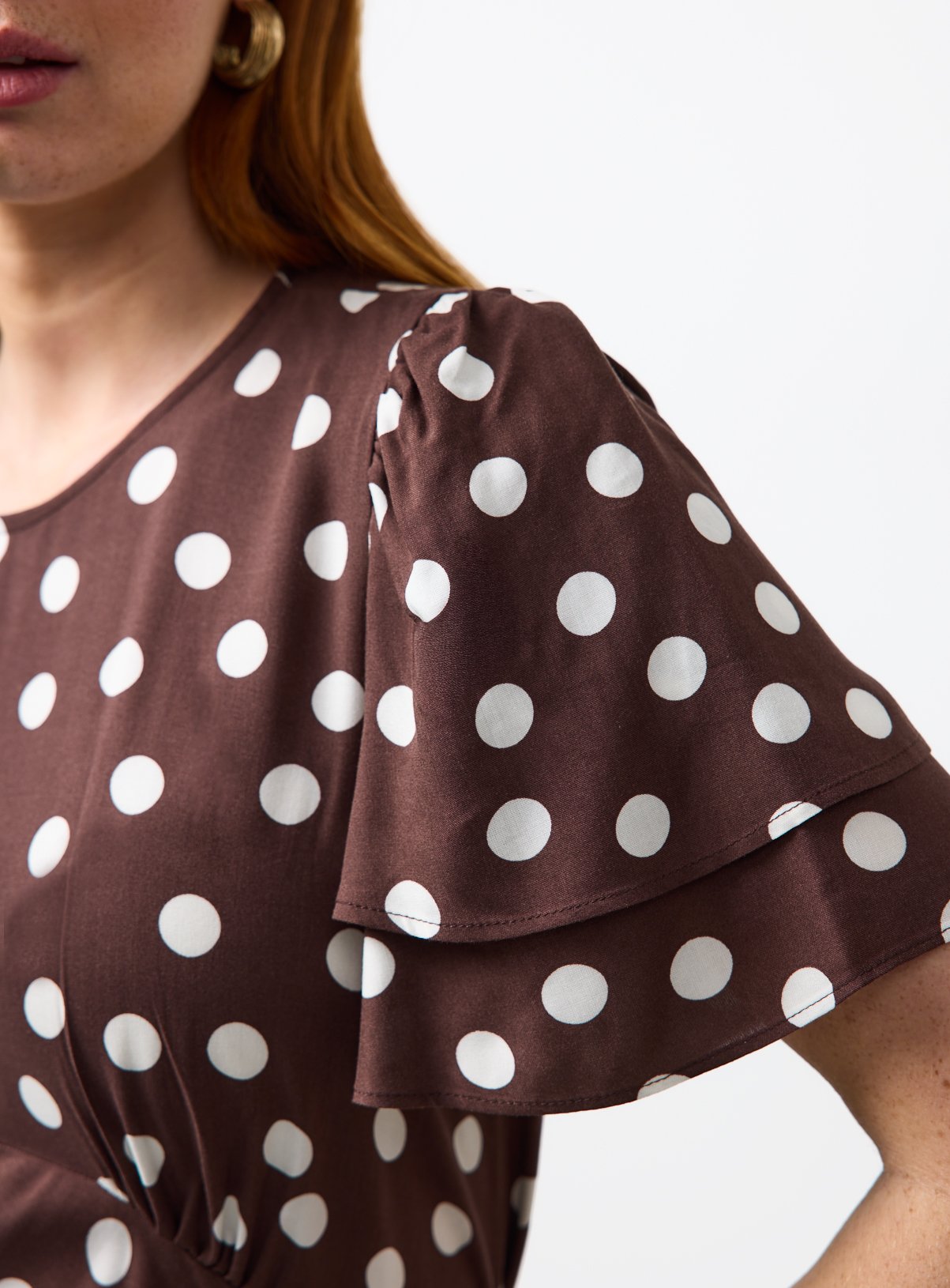 Brown Polka Dot Print Mini Tea Dress 6 - Image 3 thumbnail