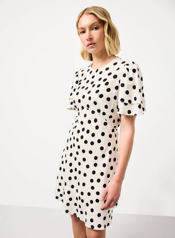 Cream Polka Dot Print Mini Tea Dress 6