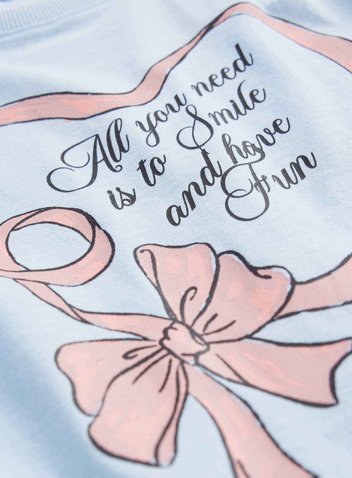 Light Blue Heart Bow Graphic Relaxed Fit Long Sleeve T-Shirt 7-8 years - Image 2 thumbnail