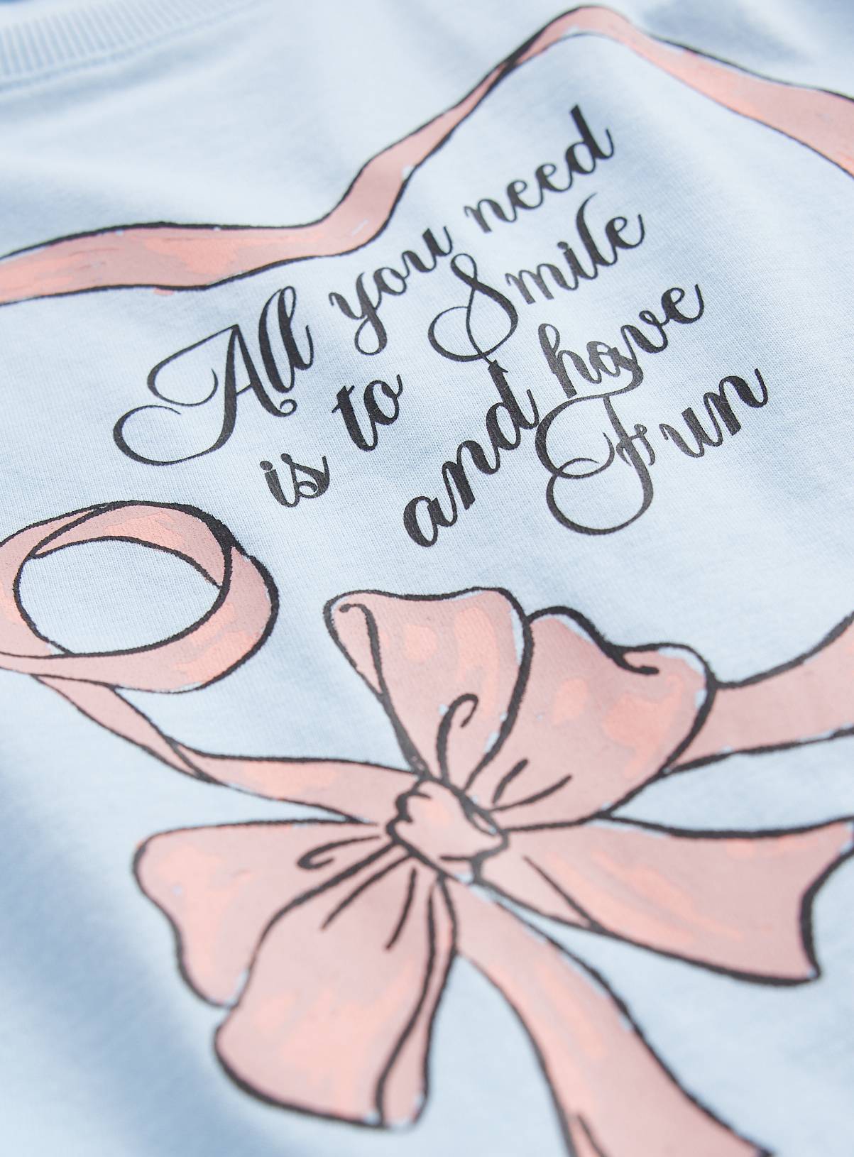Light Blue Heart Bow Graphic Relaxed Fit Long Sleeve T-Shirt 7-8 years - Image 2