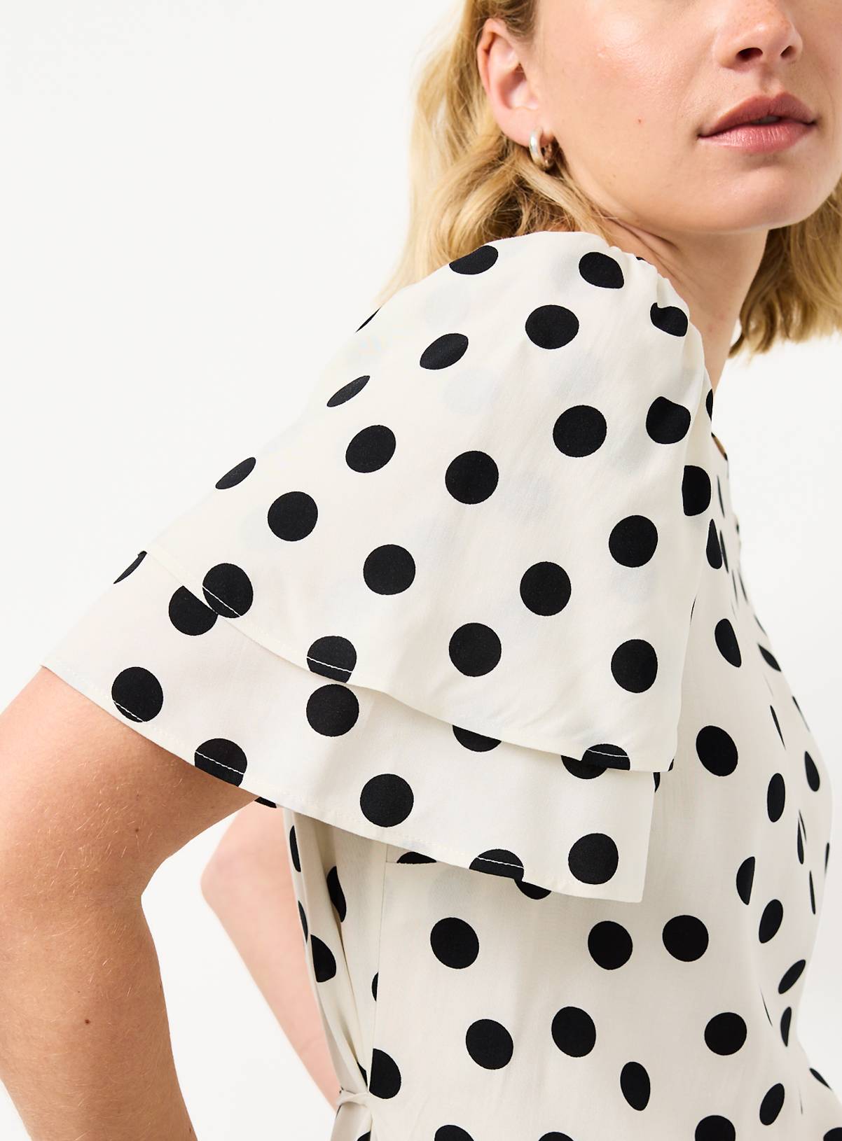 Cream Polka Dot Print Tie Waist Top 12 - Image 3