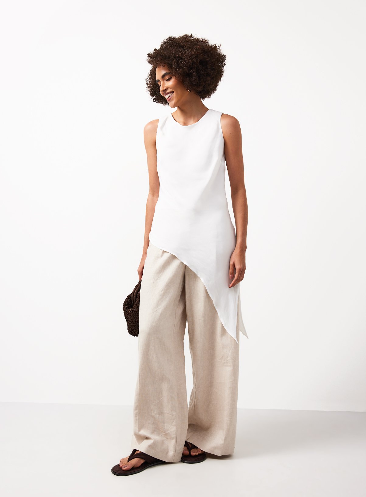 White Satin Asymmetric Hem Co-ord Top 22 - Image 2 thumbnail