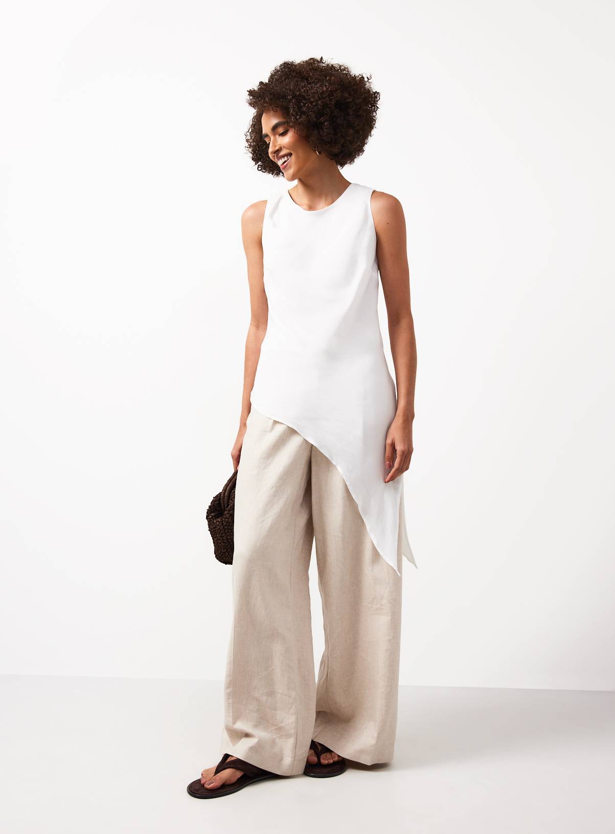 White Satin Asymmetric Hem Co-ord Top 22 - Image 2