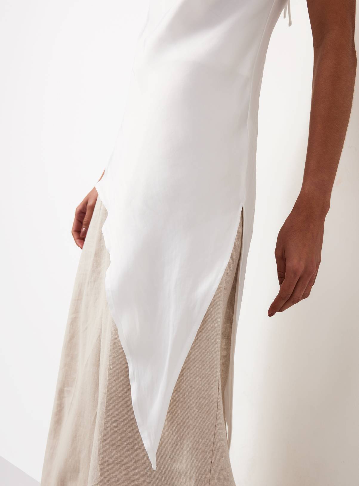White Satin Asymmetric Hem Co-ord Top 22 - Image 3