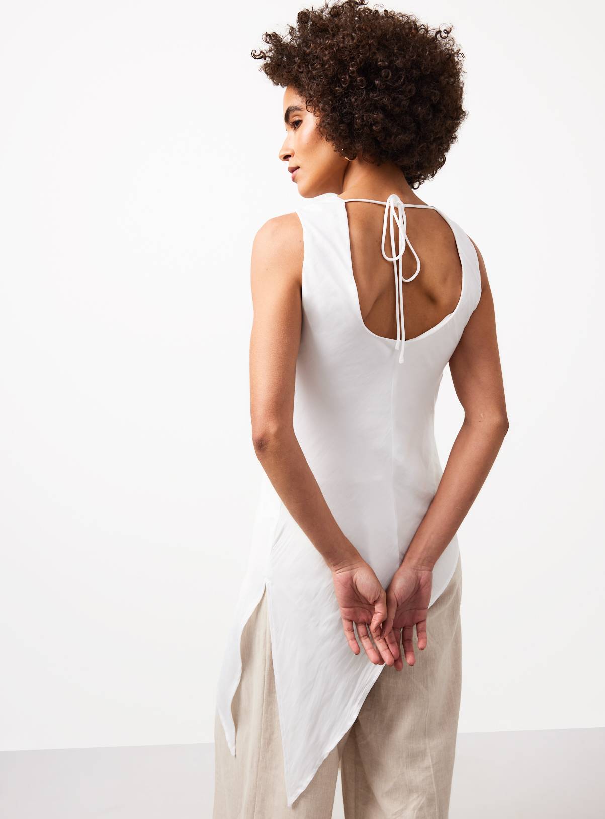 White Satin Asymmetric Hem Co-ord Top 22 - Image 4