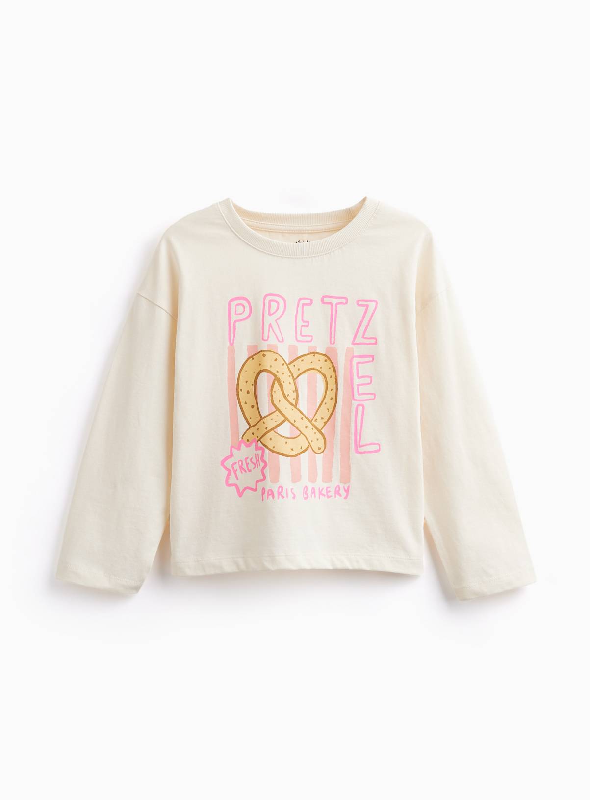 White Pretzel Graphic Long Sleeve Relaxed Fit T-Shirt 7-8 years - Image 1