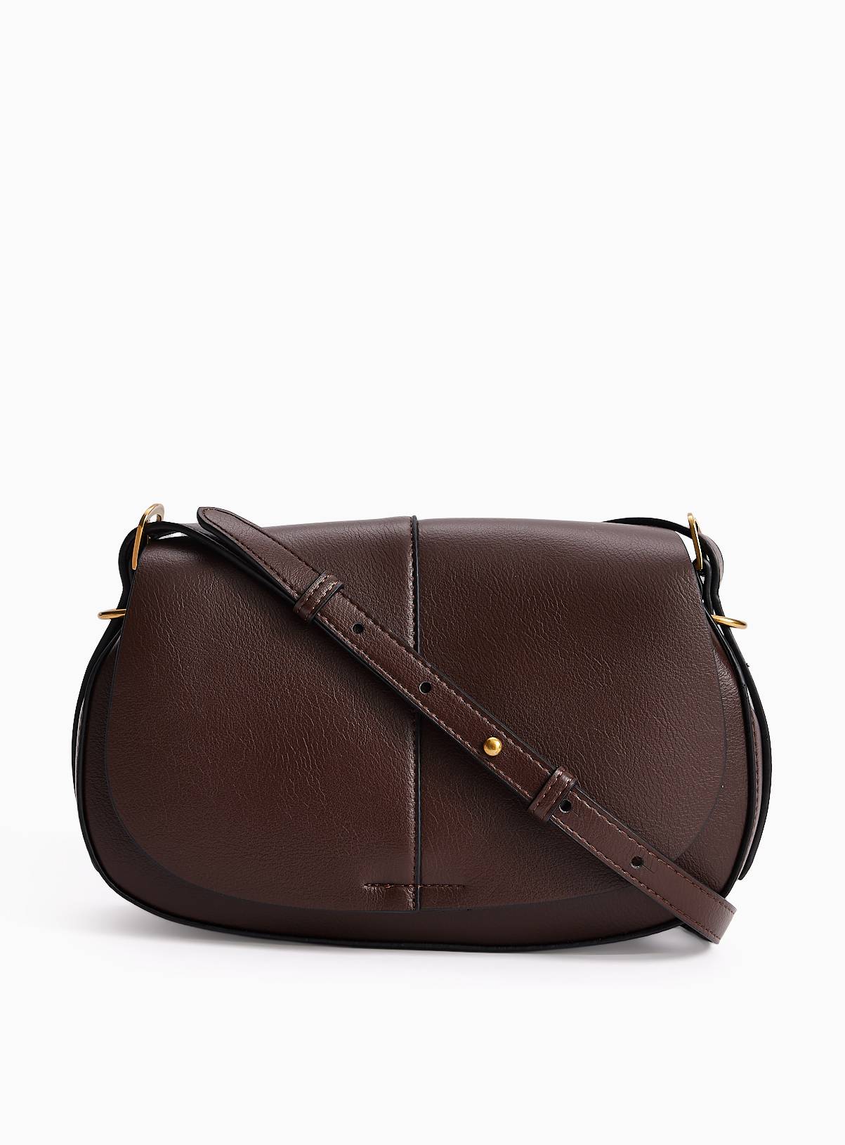 Mid Brown Faux Leather Saddle Crossbody Bag One Size - Image 2