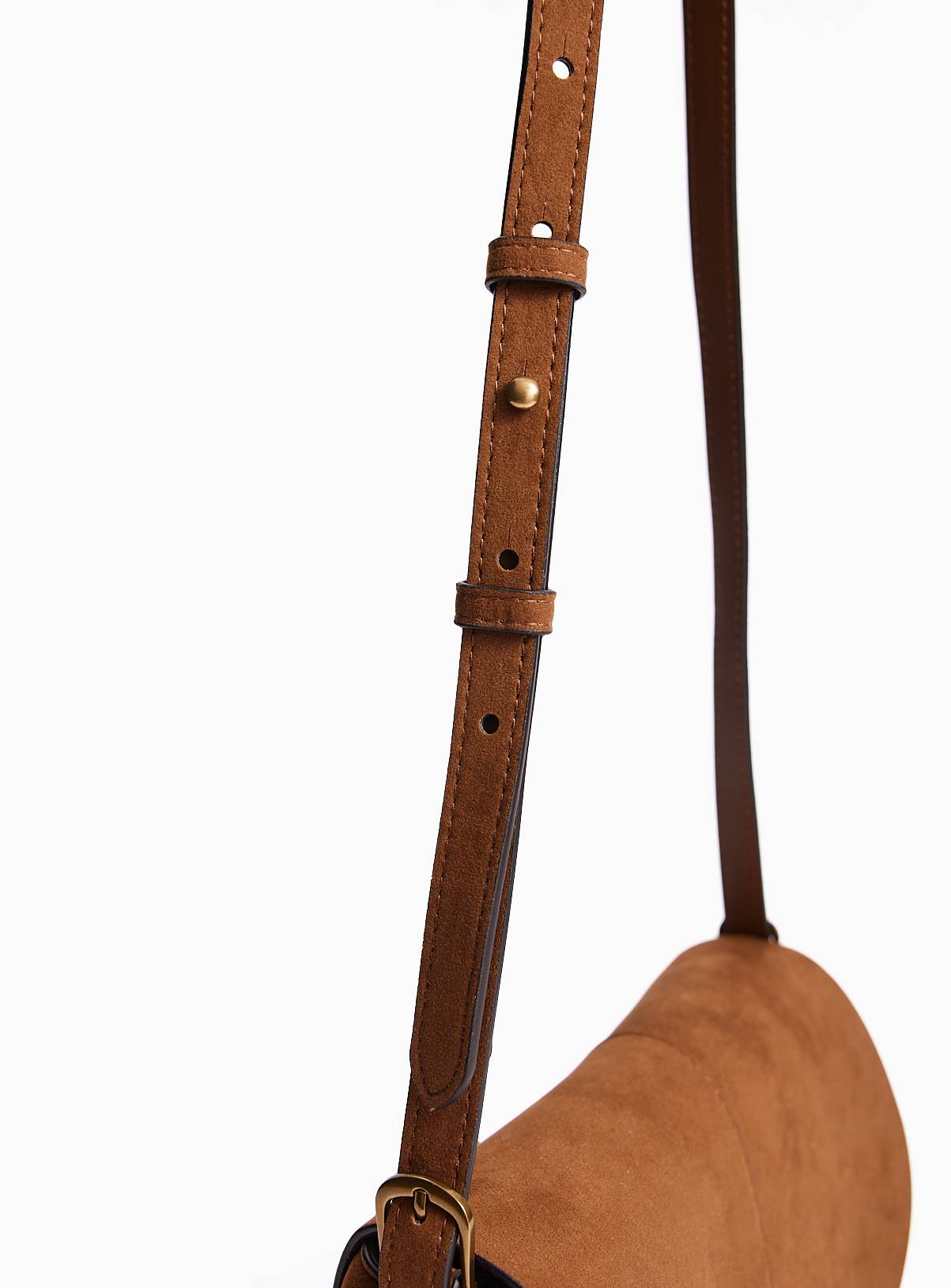 Tan Faux Leather Saddle Crossbody Bag One Size - Image 3