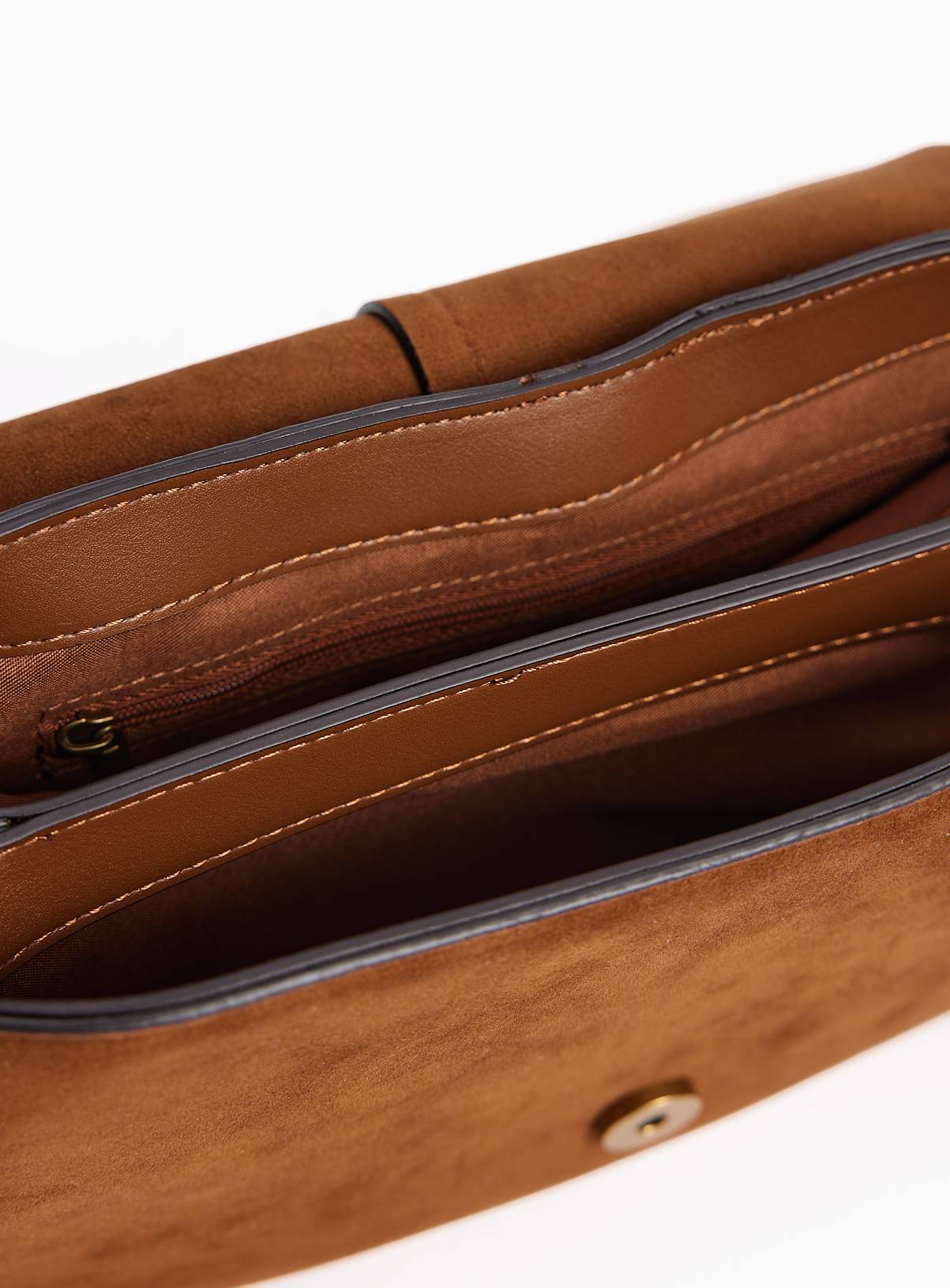 Tan Faux Leather Saddle Crossbody Bag One Size - Image 4