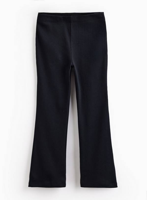 Black Ribbed Kick Flare Trousers 2 Pack 11 years