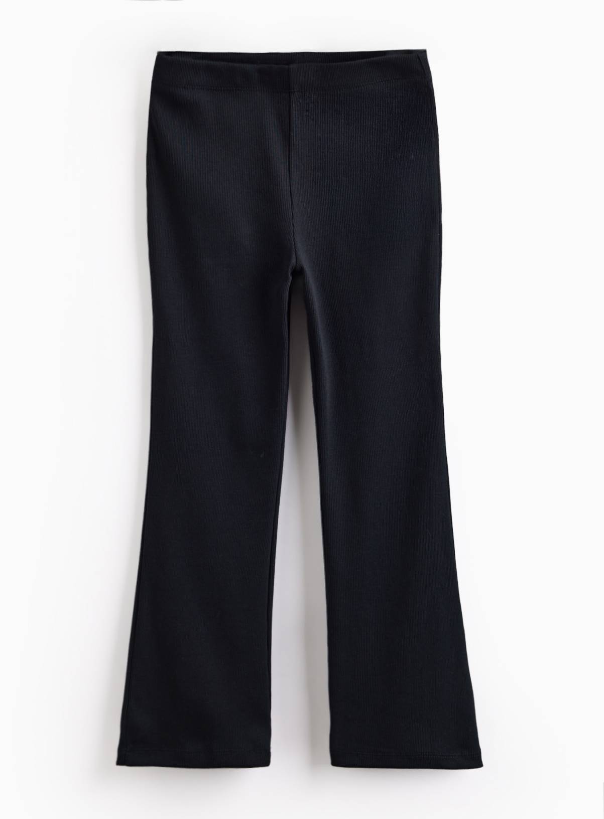 Black Ribbed Kick Flare Trousers 2 Pack 8 years - Image 1