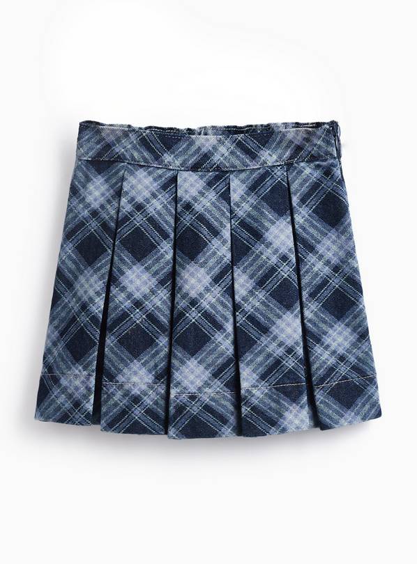 Blue Check Print Denim Skirt 13 years