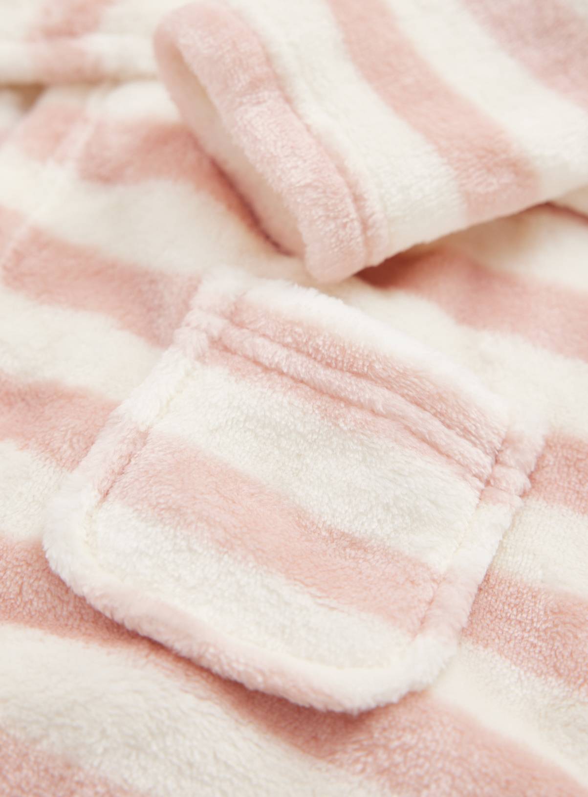 Pink Stripe Print Hooded Super Soft Fleece Dressing Gown Up to 1 mth - Image 2