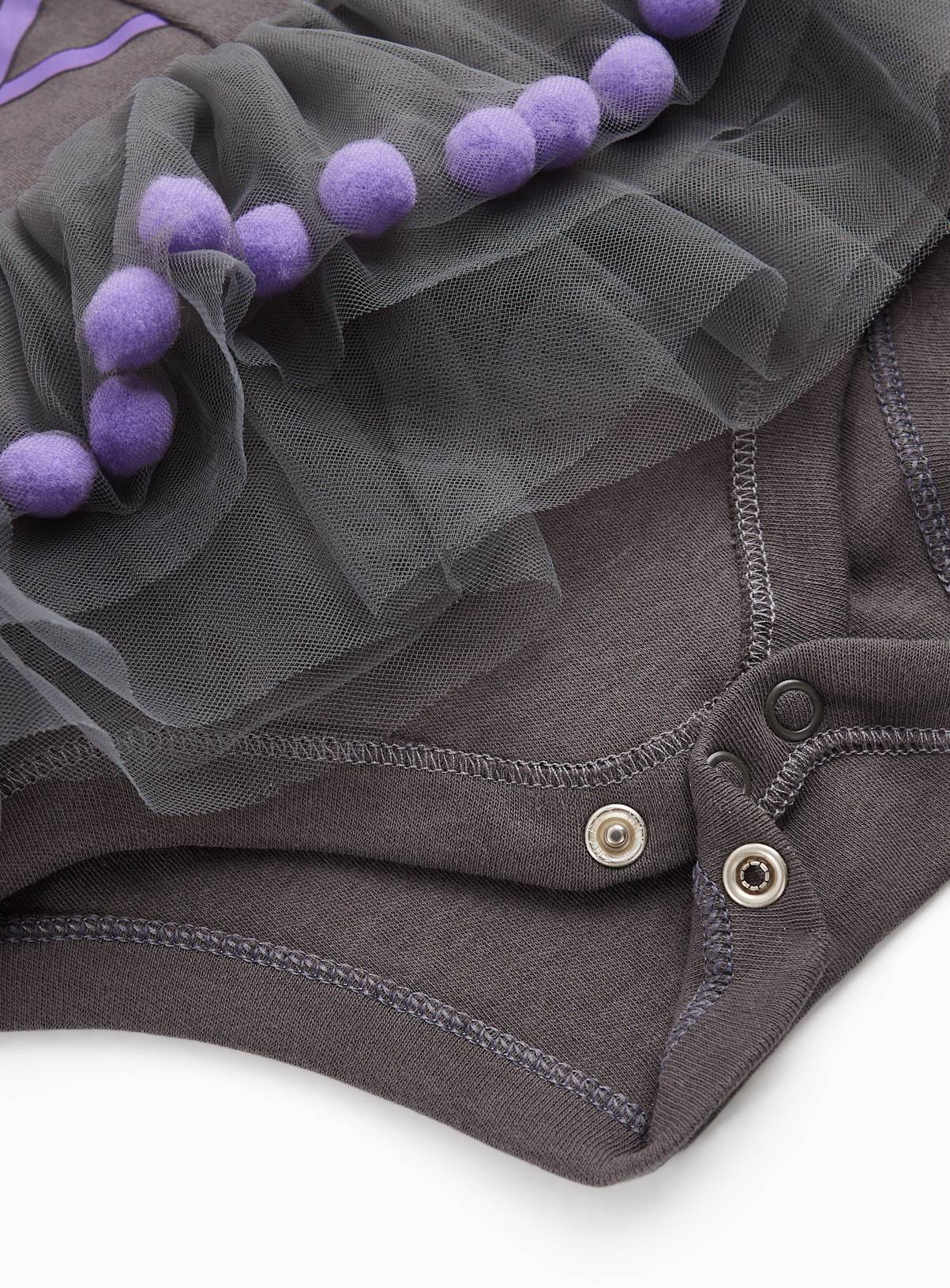 Black & Purple Halloween Witch Tutu Bodysuit Set 3-6 months - Image 2
