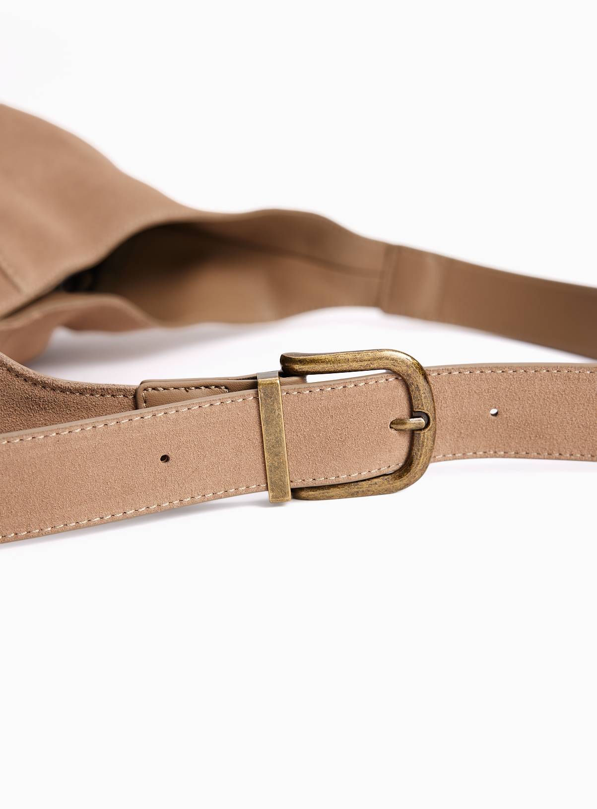 Neutral Suede Bucket Bag  One Size - Image 3