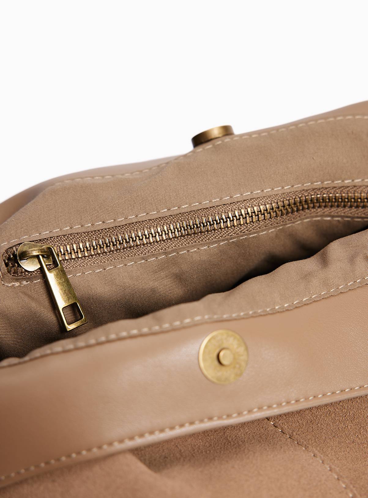 Neutral Suede Bucket Bag  One Size - Image 4