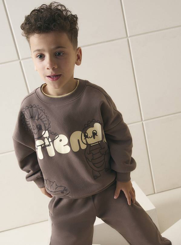 Brown Dino Friends Sweatshirt 2-3 years