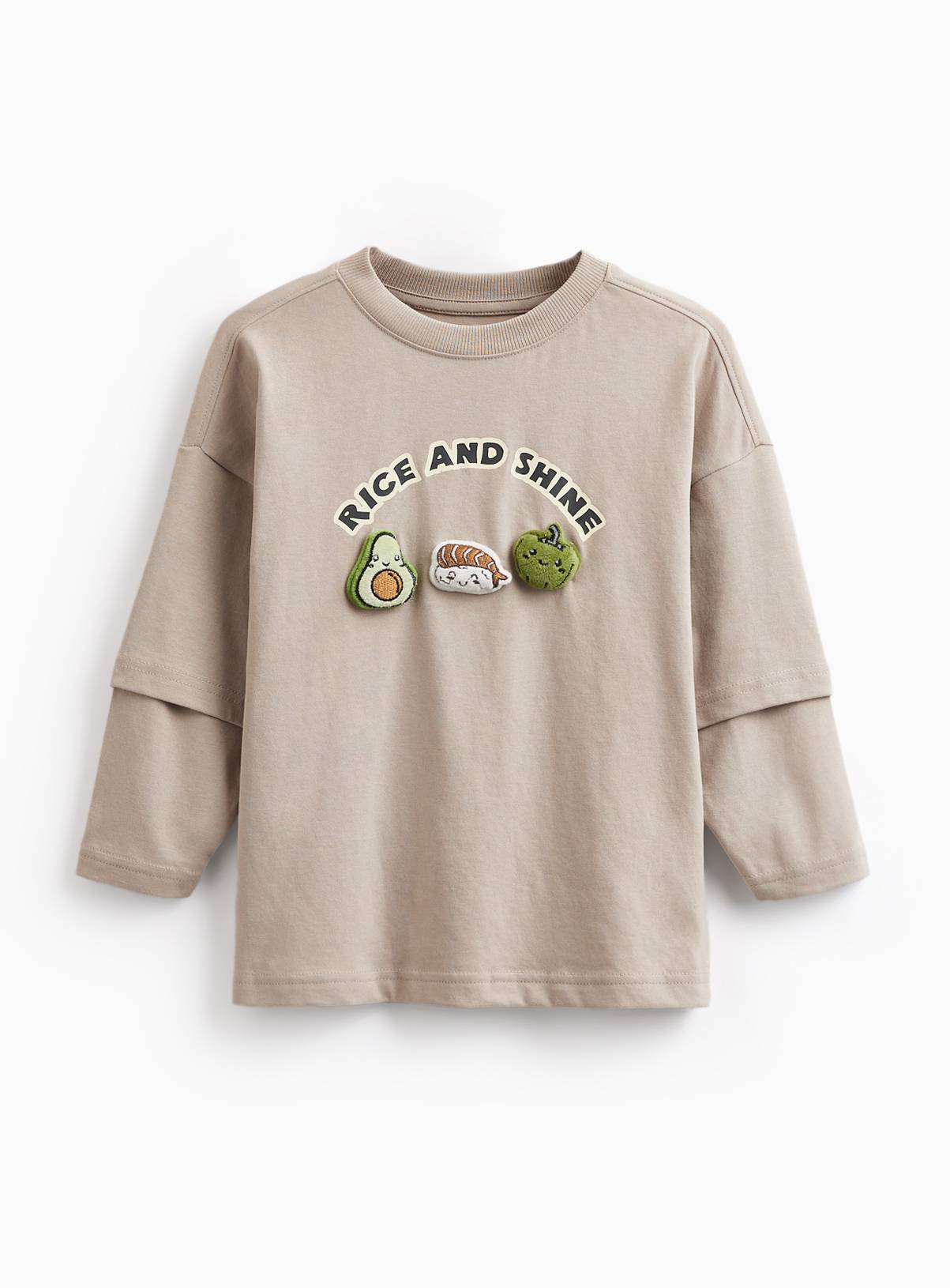 Beige How To Sushi Mock Sleeve T-Shirt 7-8 years - Image 3