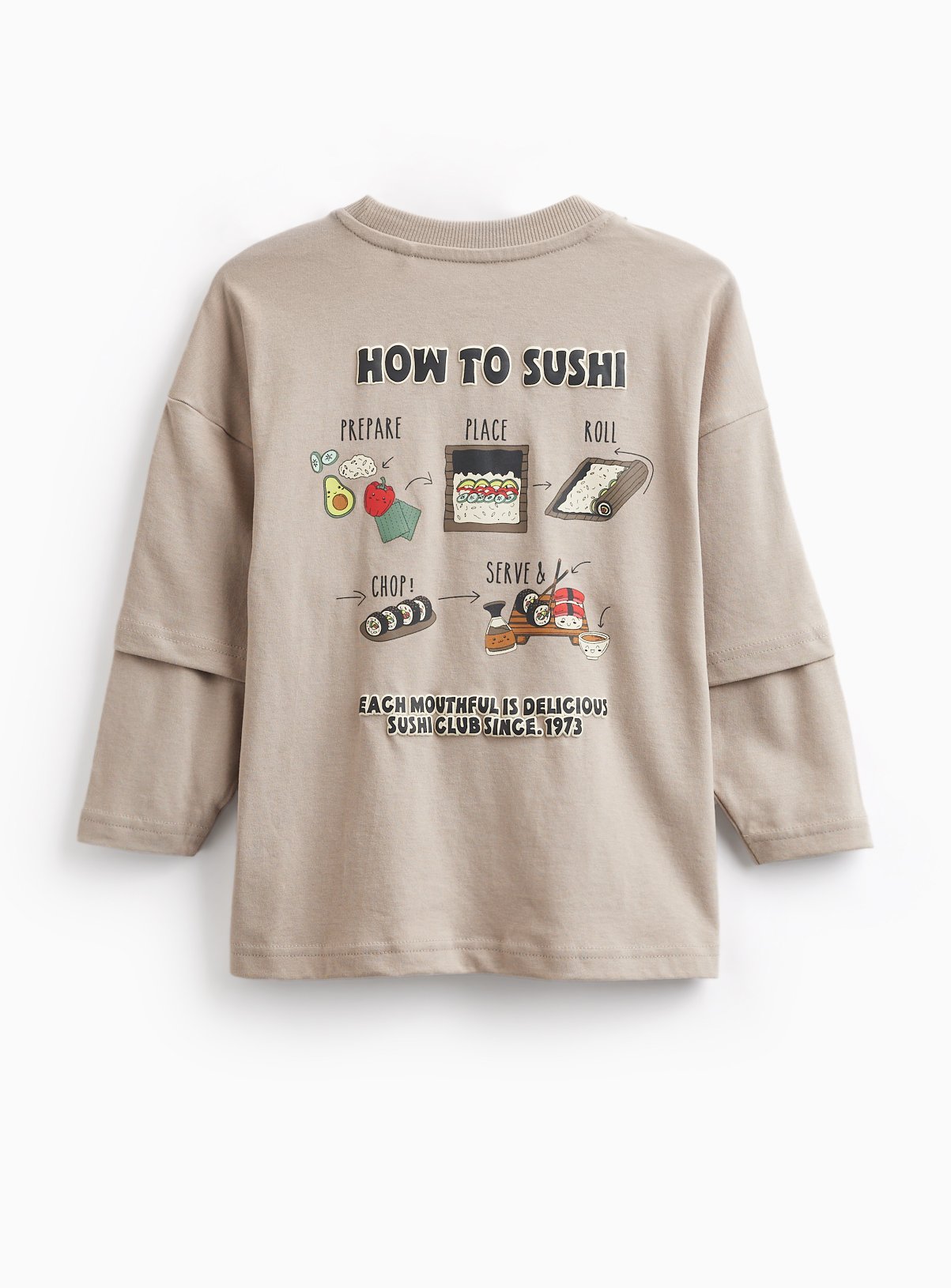 Beige How To Sushi Mock Sleeve T-Shirt 7-8 years - Image 5 thumbnail