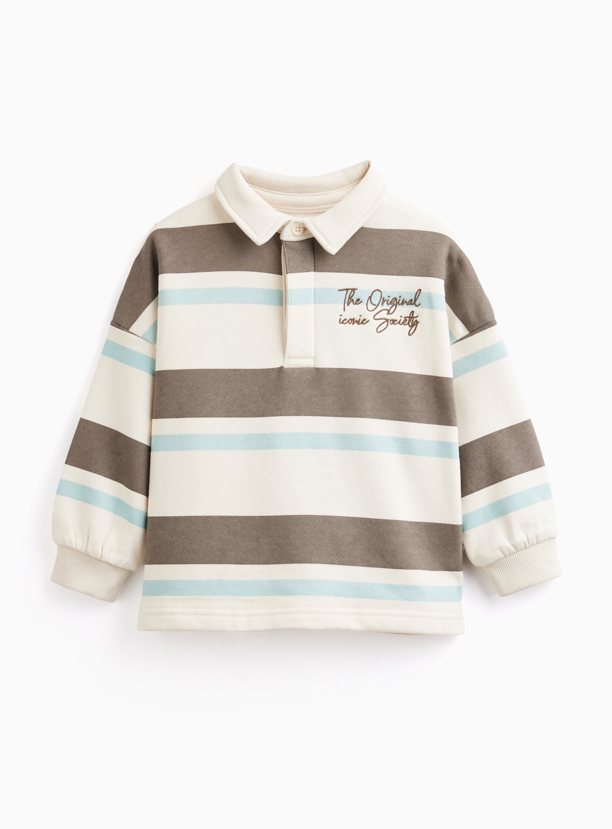 Neutral Stripe Print Rugby Shirt 5-6 years - Image 3 thumbnail