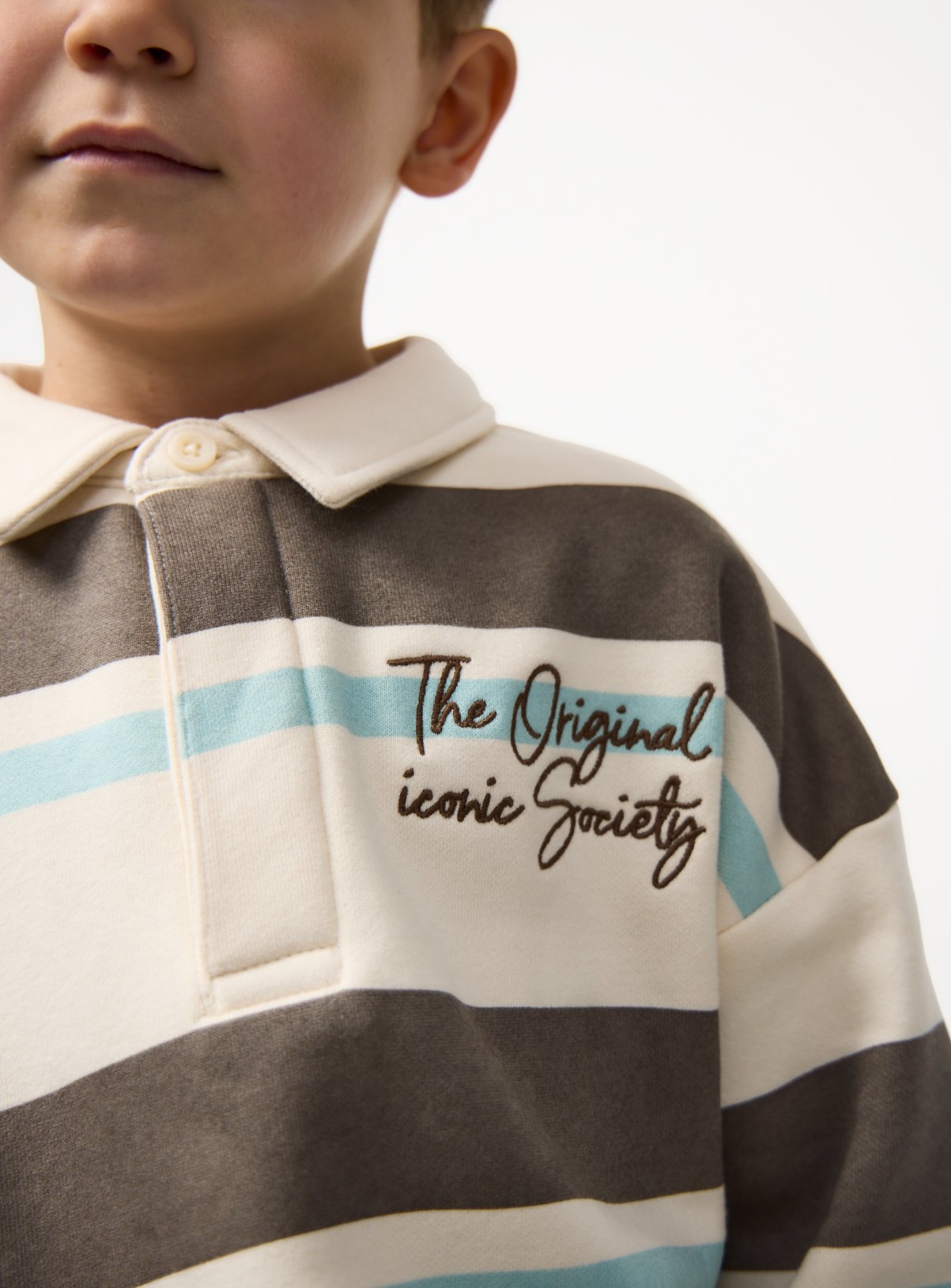 Neutral Stripe Print Rugby Shirt 5-6 years - Image 5 thumbnail