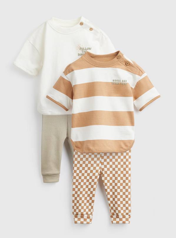 Stripe & Checked Print T-Shirt & Leggings Set 2 Pack 6-9 months