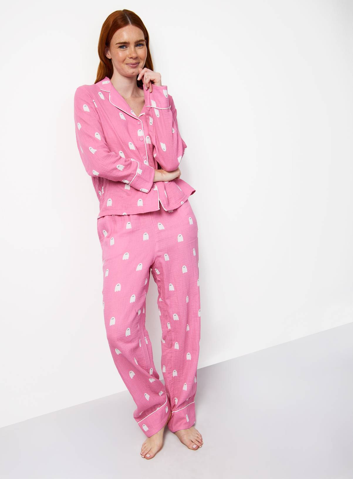 Mini Me Pink Halloween Ghost Print Traditional Pyjamas XL - Image 2