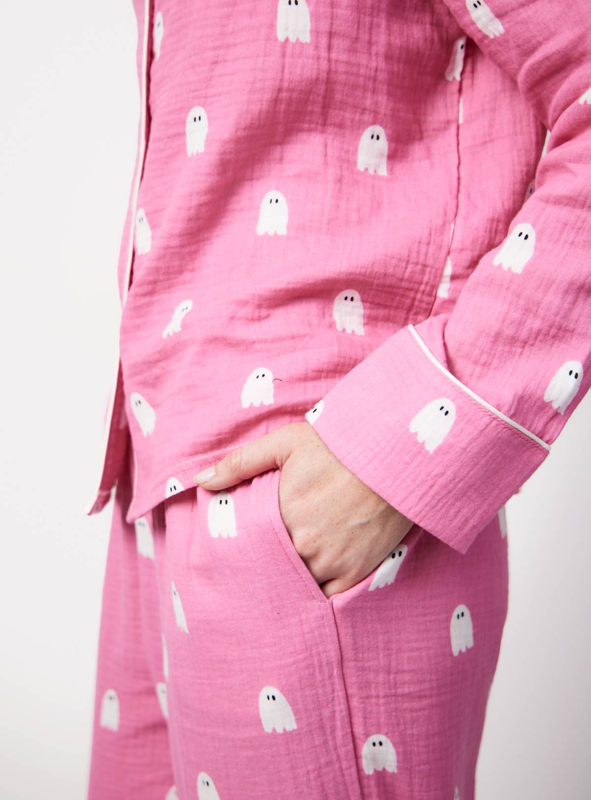 Mini Me Pink Halloween Ghost Print Traditional Pyjamas XL - Image 3