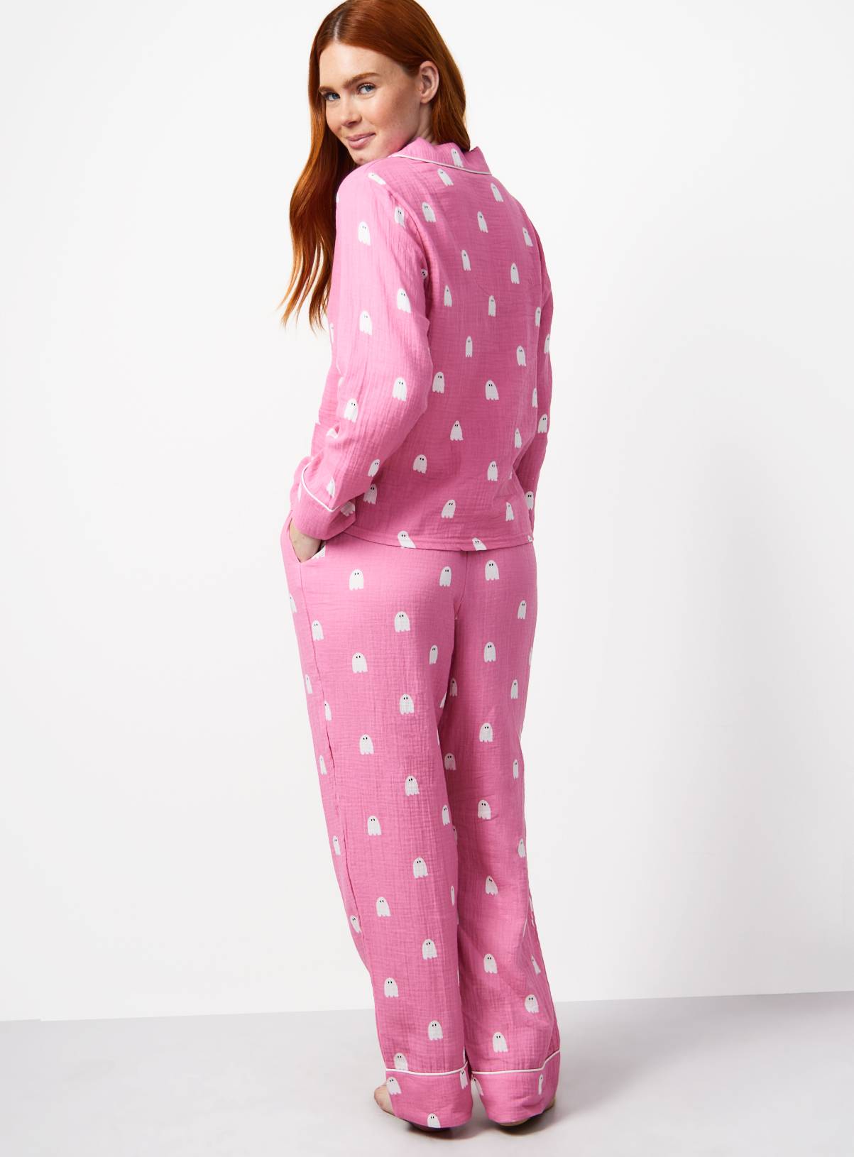 Mini Me Pink Halloween Ghost Print Traditional Pyjamas XL - Image 4