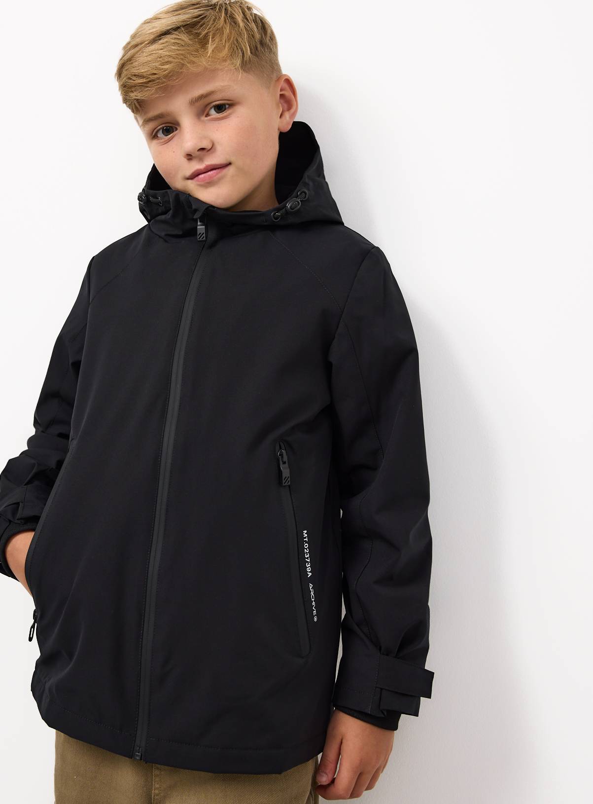 Black Hooded Fleece Lined Mac 3-4 Years - Image 1