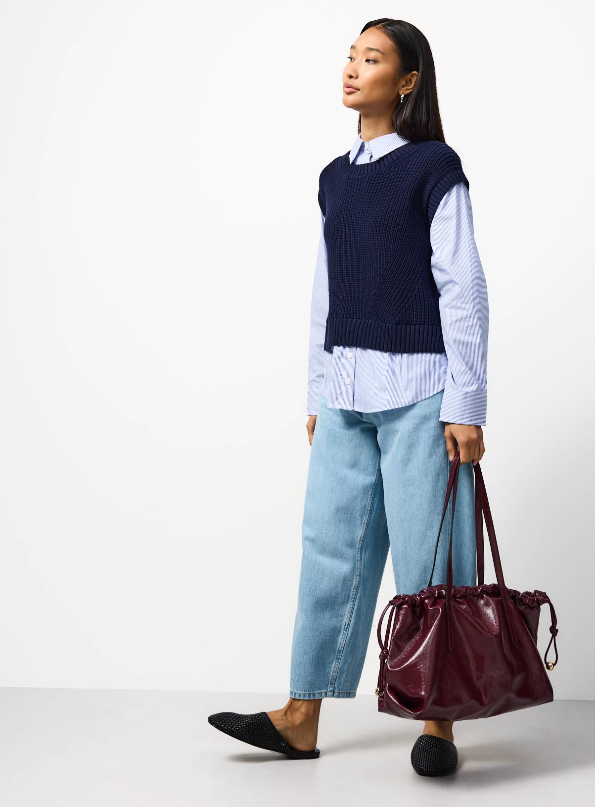 Stripe Shirt & Knitted Vest 2in1 Top 10 - Image 2