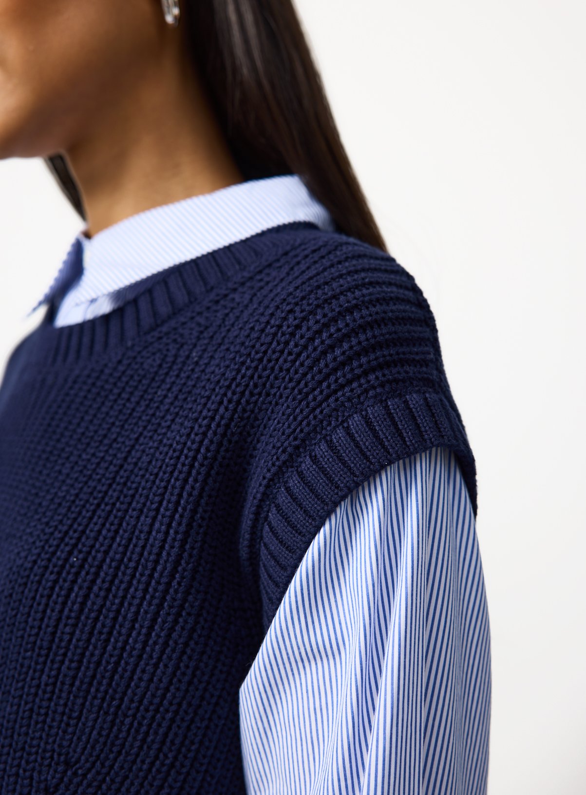 Stripe Shirt & Knitted Vest 2in1 Top 10 - Image 3 thumbnail