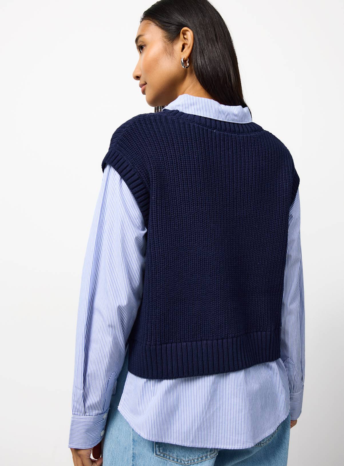 Stripe Shirt & Knitted Vest 2in1 Top 10 - Image 4
