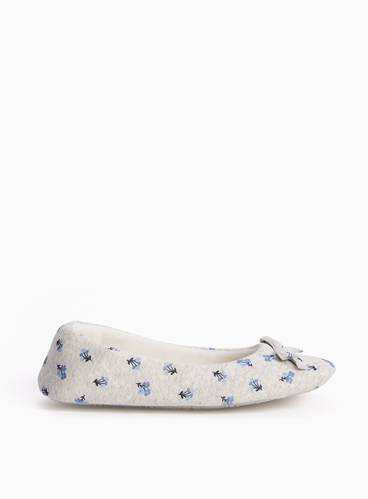 Grey Floral Print Ballerina Slippers 8 - Image 2 thumbnail
