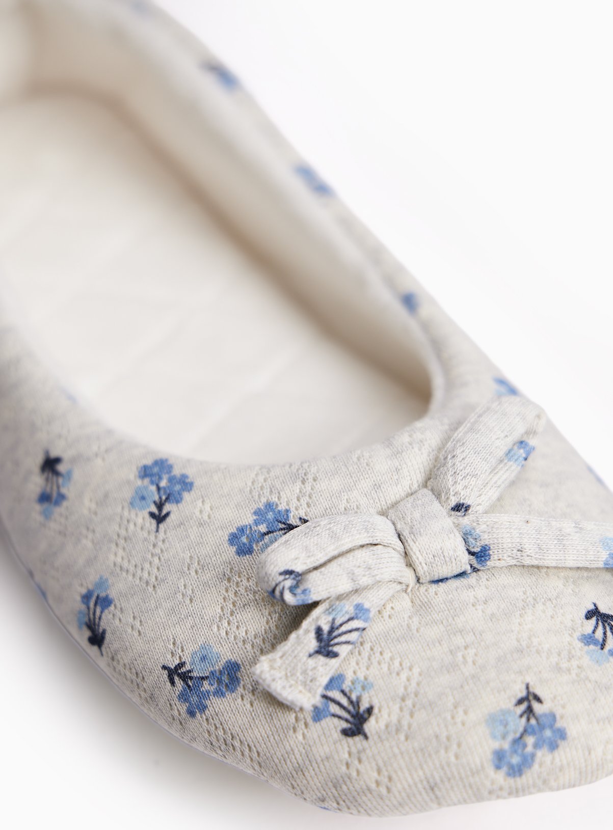 Grey Floral Print Ballerina Slippers 8 - Image 3 thumbnail
