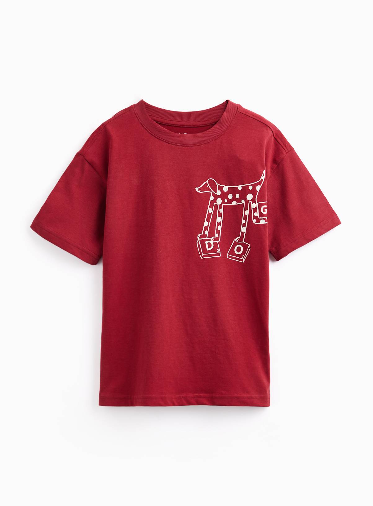 Red Scrabble Dog Graphic T-Shirt 7-8 years - Image 1