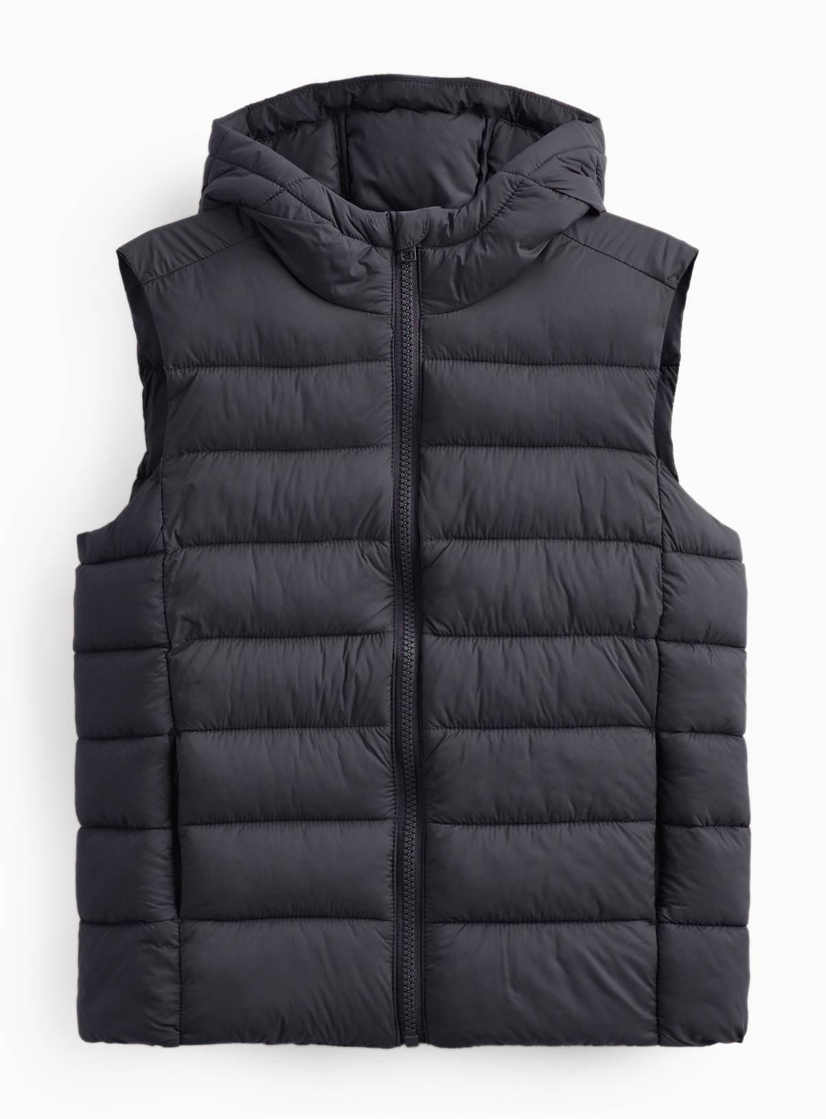 Black Hooded Puffer Gilet 7-8 years - Image 1