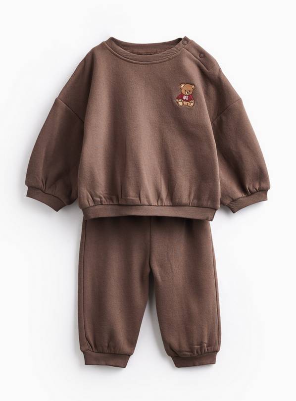 Brown Bear Embroidered Sweat Set 12-18 months