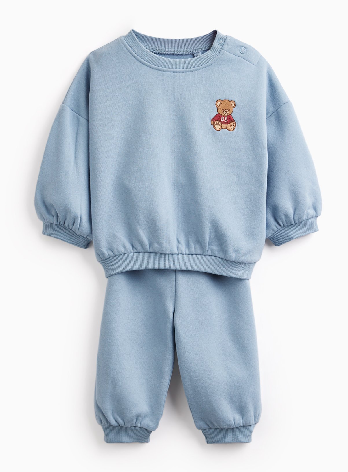 Blue Embroidered Bear Sweat Set 3-6 months - Image 1 thumbnail