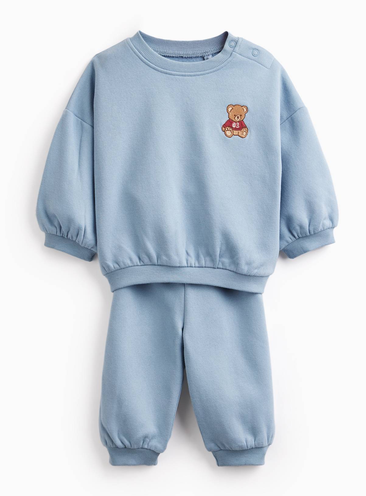 Blue Embroidered Bear Sweat Set 3-6 months - Image 1