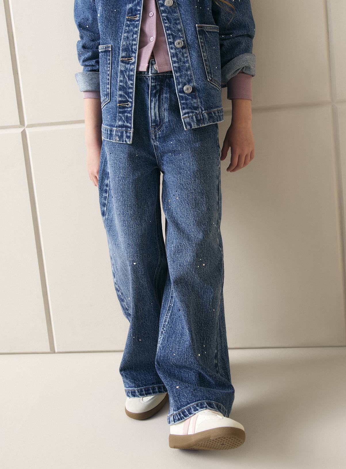 Blue Denim Wide Leg Jeans 9 years - Image 1