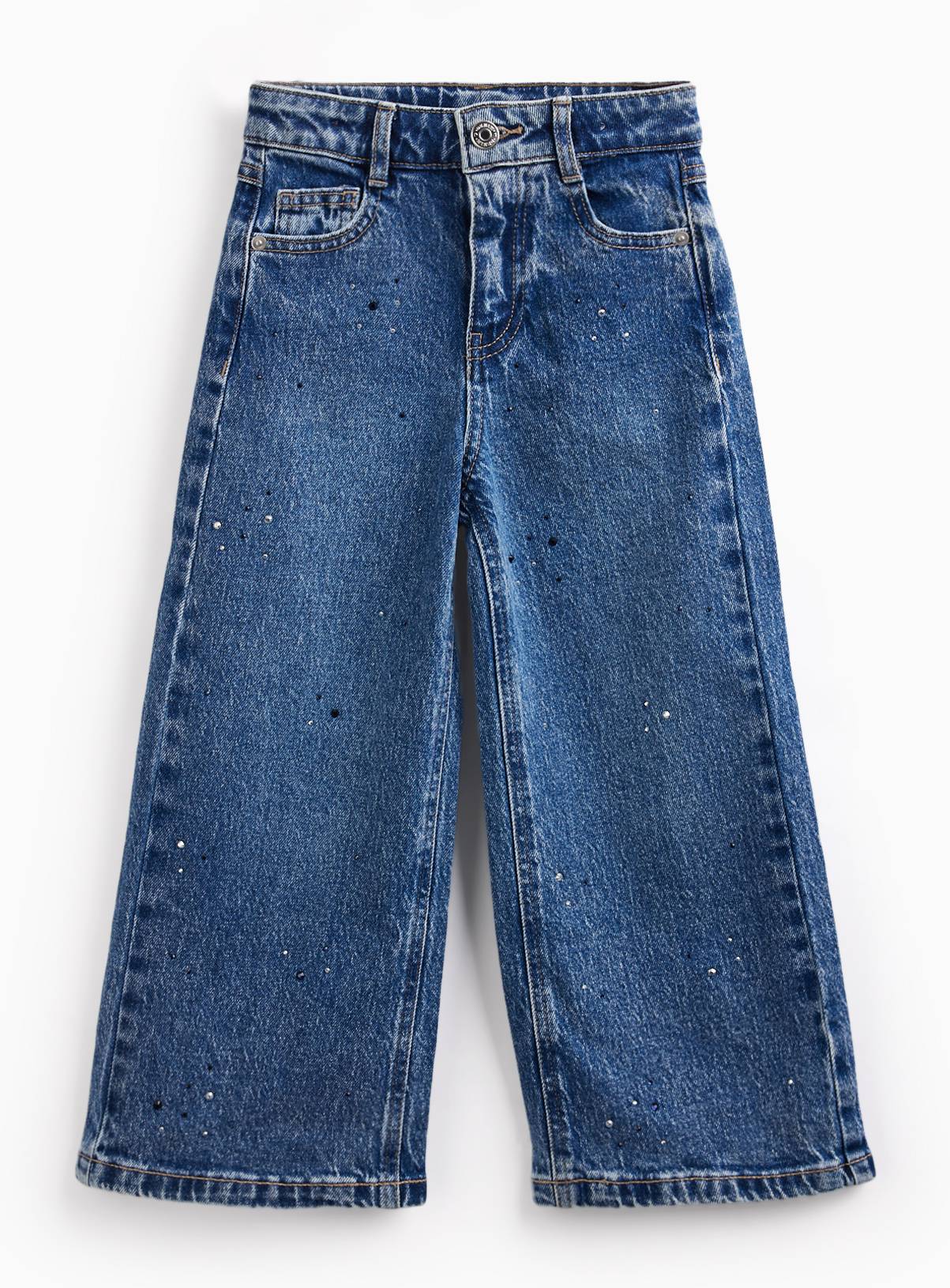 Blue Denim Wide Leg Jeans 9 years - Image 2