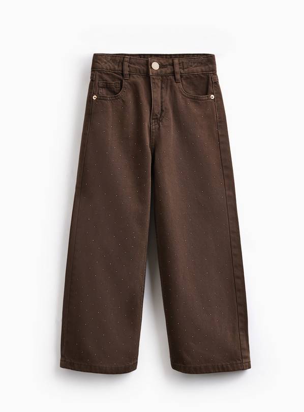 Brown Denim Wide Leg Pull-On Jean 13 years
