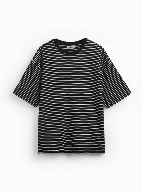 Mono Stripe Print Relaxed Fit T-Shirt S