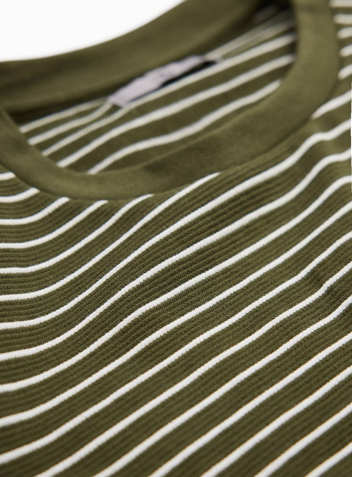 Khaki Stripe Print Relaxed Fit T-Shirt M - Image 4